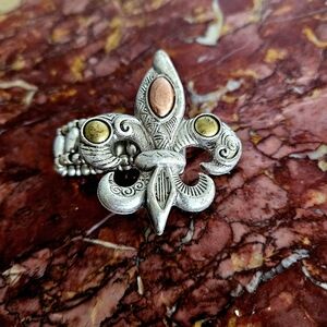 Nordstrom Silver and Gold Fleur-de-Lis Ring